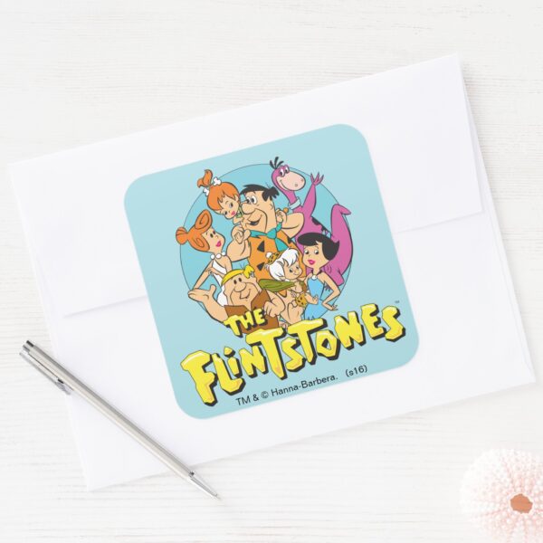 The_Flintstones_and_Rubbles_Family_Graphic_Square_Sticker_3 The Flintstones And Rubbles Family Graphic Square Sticker