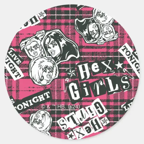 The_Hex_Girls_Punk_Plaid_Pattern_Classic_Round_Sticker_1 The Hex Girls Punk Plaid Pattern Classic Round Sticker