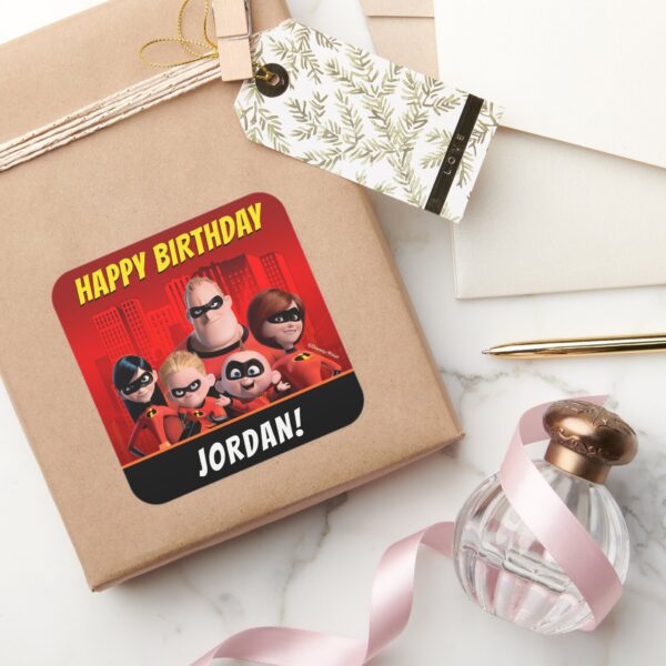 The Incredibles Family Birthday Square Sticker