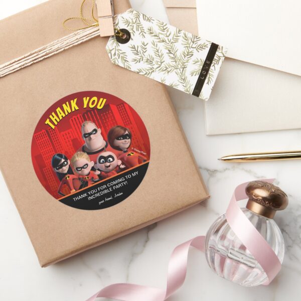 The_Incredibles_Family_Birthday_Thank_You_Classic_Round_Sticker_5 The Incredibles Family Birthday Thank You Classic Round Sticker