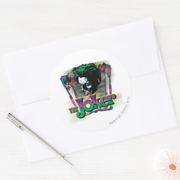 The_Joker_-_Face_and_Logo_Classic_Round_Sticker_3 The Joker Face And Logo Classic Round Sticker