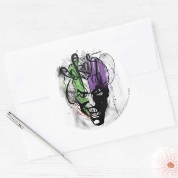 The_Joker_Neon_Airbrush_Portrait_Classic_Round_Sticker_3 The Joker Neon Airbrush Portrait Classic Round Sticker