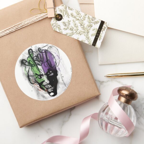 The_Joker_Neon_Airbrush_Portrait_Classic_Round_Sticker_5 The Joker Neon Airbrush Portrait Classic Round Sticker