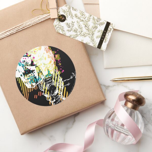 The_Joker_Neon_Montage_Classic_Round_Sticker_5 The Joker Neon Montage Classic Round Sticker