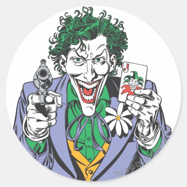 The_Joker_Points_Gun_Classic_Round_Sticker_1 The Joker Points Gun Classic Round Sticker