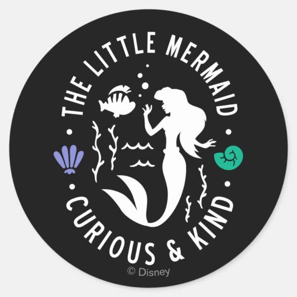 The_Little_Mermaid_Outline__Curious_&_Kind__Classic_Round_Sticker_1 The Little Mermaid Outline Curious Kind Classic Round Sticker