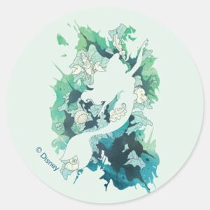 The_Little_Mermaid_Watercolor_Silhouette_Classic_Round_Sticker_1 The Little Mermaid Watercolor Silhouette Classic Round Sticker