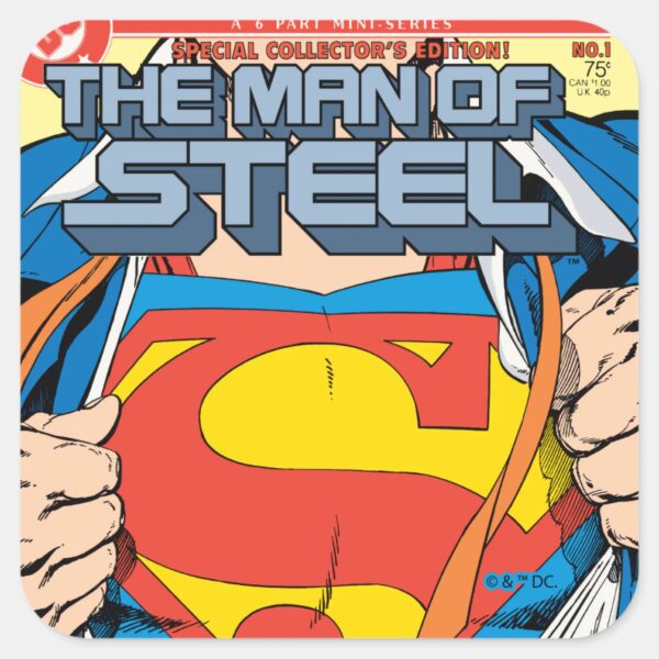 The_Man_of_Steel_#1_Collector's_Edition_Square_Sticker_1 The Man Of Steel 1 Collectors Edition Square Sticker