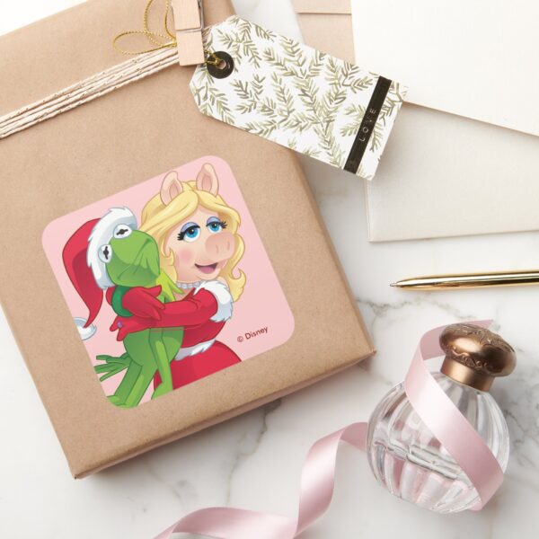 The_Muppets___Kermit_&_Miss_Piggy_Christmas_Square_Sticker_5 The Muppets Kermit Miss Piggy Christmas Square Sticker