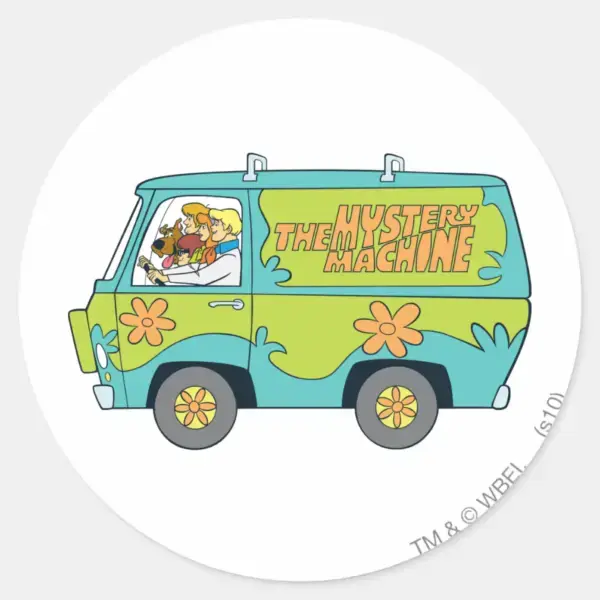 The_Mystery_Machine_Left_Side_Classic_Round_Sticker_1 The Mystery Machine Left Side Classic Round Sticker