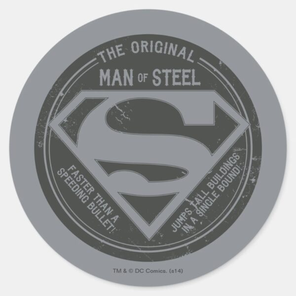 The_Original_Man_of_Steel_Classic_Round_Sticker_1 The Original Man Of Steel Classic Round Sticker