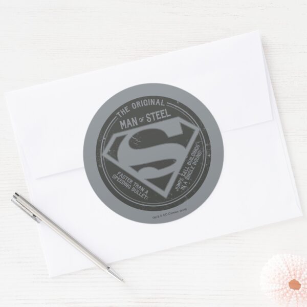 The_Original_Man_of_Steel_Classic_Round_Sticker_3 The Original Man Of Steel Classic Round Sticker