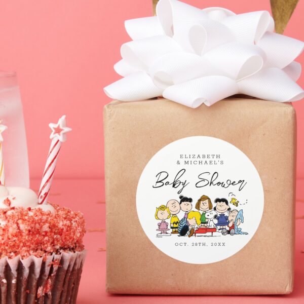 The_Peanuts_Gang___Baby_Shower_Classic_Round_Sticker_7 The Peanuts Gang Baby Shower Classic Round Sticker
