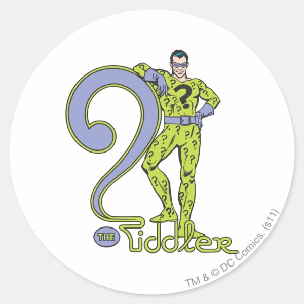 The_Riddler_&_Logo_Green_Classic_Round_Sticker_1 The Riddler Logo Green Classic Round Sticker