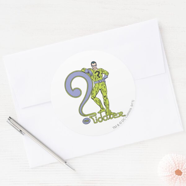 The_Riddler_&_Logo_Green_Classic_Round_Sticker_3 The Riddler Logo Green Classic Round Sticker