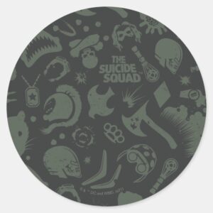 The Suicide Squad Character Icon Pattern Classic Round Sticker