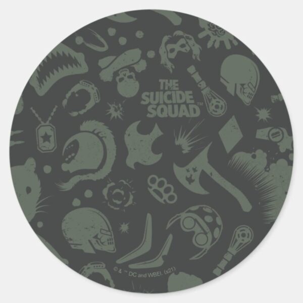 The_Suicide_Squad___Character_Icon_Pattern_Classic_Round_Sticker_1 The Suicide Squad Character Icon Pattern Classic Round Sticker