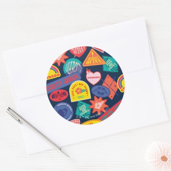The Suicide Squad Harley Quinn Badge Pattern Classic Round Sticker
