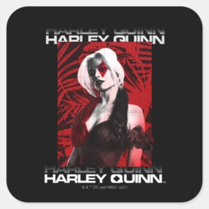 The Suicide Squad Harley Quinn Red Fern Portrait Square Sticker