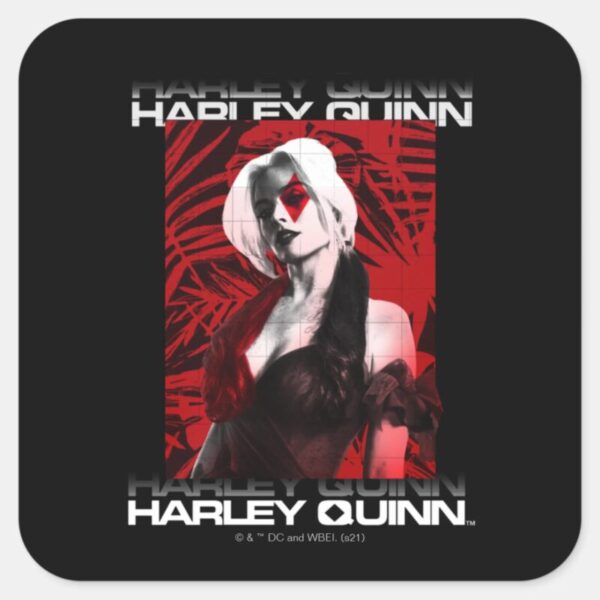 The Suicide Squad Harley Quinn Red Fern Portrait Square Sticker