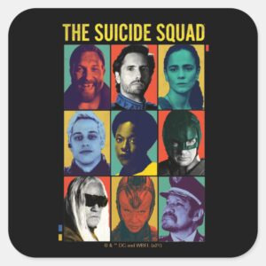 The Suicide Squad Retro Grid With Amanda Waller Square Sticker