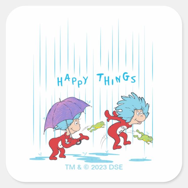 Thing_One_Thing_Two_Happy_Things_Square_Sticker_1 Thing One Thing Two Happy Things Square Sticker