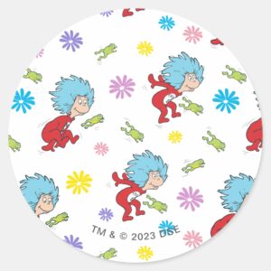 Thing One Thing Two Hoppy Frog Things Pattern Classic Round Sticker