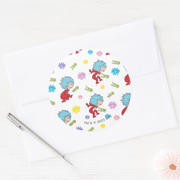 Thing_One_Thing_Two_Hoppy_Frog_Things_Pattern_Classic_Round_Sticker_3 Thing One Thing Two Hoppy Frog Things Pattern Classic Round Sticker