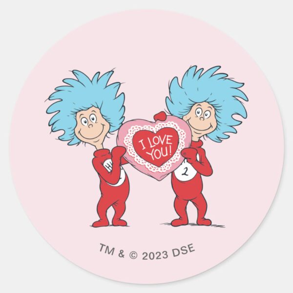 Thing_One_Thing_Two_I_Love_You_Classic_Round_Sticker_1 Thing One Thing Two I Love You Classic Round Sticker