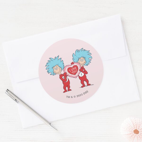 Thing_One_Thing_Two_I_Love_You_Classic_Round_Sticker_3 Thing One Thing Two I Love You Classic Round Sticker