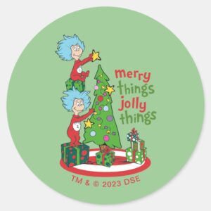 Thing One Thing Two Merry Things Jolly Things Classic Round Sticker