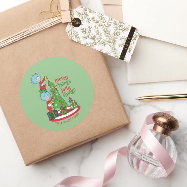 Thing_One_Thing_Two_Merry_Things_Jolly_Things_Classic_Round_Sticker_5 Thing One Thing Two Merry Things Jolly Things Classic Round Sticker