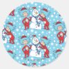 Thing_One_Thing_Two_Snowman_Pattern_Classic_Round_Sticker_1 Thing One Thing Two Snowman Pattern Classic Round Sticker