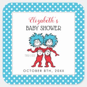 Thing One Thing Two Twins Baby Shower Square Sticker