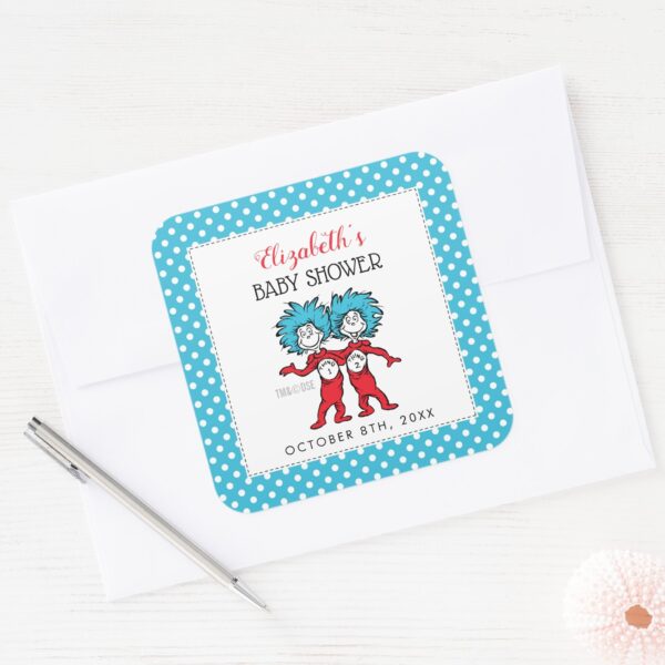 Thing_One_Thing_Two___Twins_Baby_Shower_Square_Sticker_3 Thing One Thing Two Twins Baby Shower Square Sticker