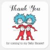 Thing_One_Thing_Two___Twins_Baby_Shower_Thank_You_Square_Sticker_1 Thing One Thing Two Twins Baby Shower Thank You Square Sticker
