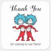 Thing_One_Thing_Two___Twins_Birthday_Thank_You_Square_Sticker_1 Thing One Thing Two Twins Birthday Thank You Square Sticker