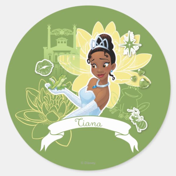 Tiana_-_Cooking_up_a_Dream_Classic_Round_Sticker_1 Tiana Cooking Up A Dream Classic Round Sticker