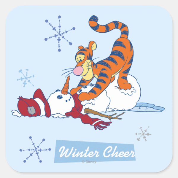 Tigger_Winter_Cheer_Square_Sticker_1 Tigger Winter Cheer Square Sticker