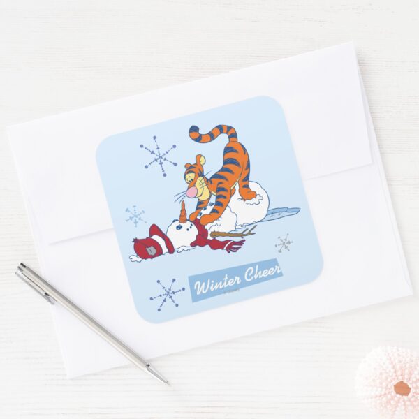 Tigger_Winter_Cheer_Square_Sticker_3 Tigger Winter Cheer Square Sticker