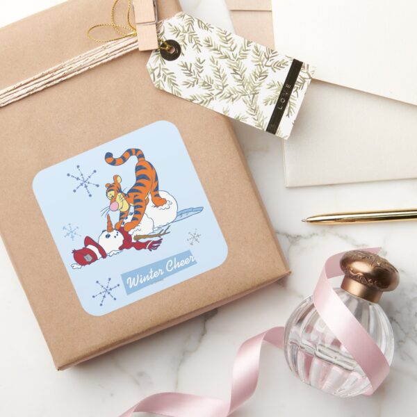Tigger_Winter_Cheer_Square_Sticker_5 Tigger Winter Cheer Square Sticker