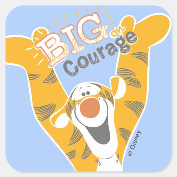 Tigger___Big_Courage_Square_Sticker_1 Tigger Big Courage Square Sticker