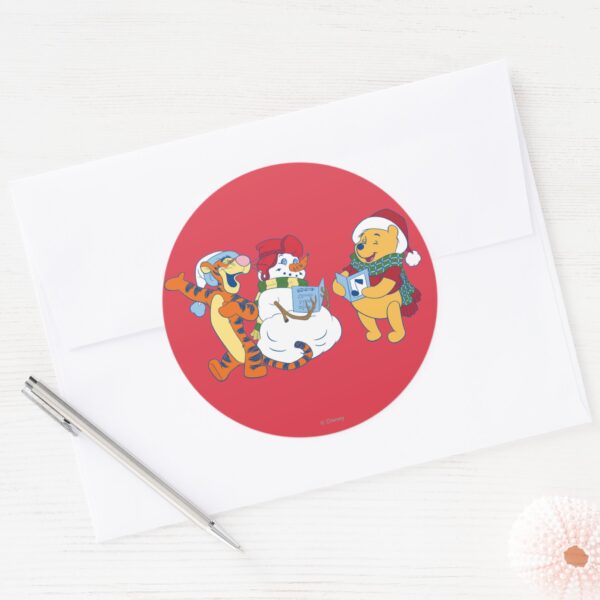 Tigger_and_Pooh_Carolling_Classic_Round_Sticker_3 Tigger And Pooh Carolling Classic Round Sticker