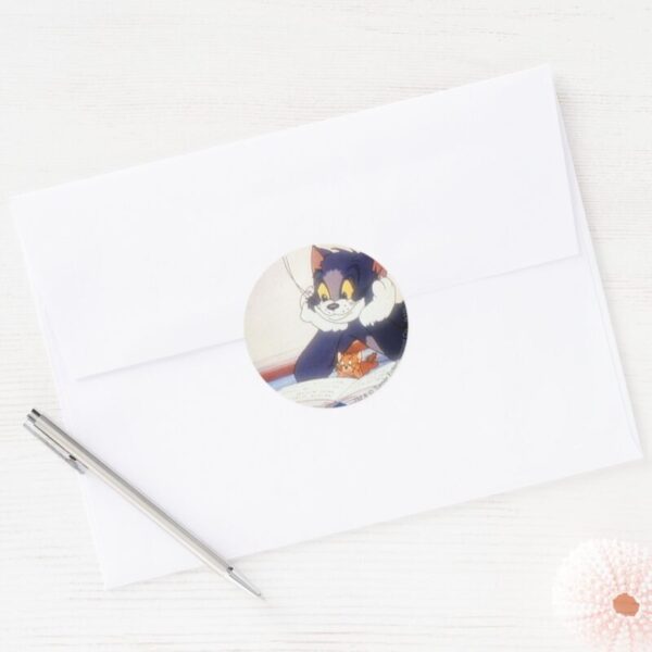 Tom_And_Jerry_Read_a_Book_Classic_Round_Sticker_3 Tom And Jerry Read A Book Classic Round Sticker