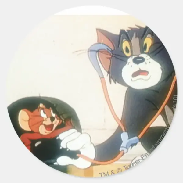 Tom_And_Jerry_Stethescope_Classic_Round_Sticker_1 Tom And Jerry Stethescope Classic Round Sticker