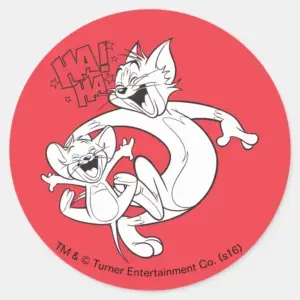 Tom And Jerry Tom And Jerry Laughing Classic Round Sticker