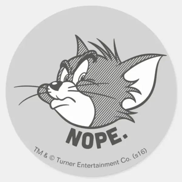 Tom_And_Jerry___Tom_Says_Nope_Classic_Round_Sticker_1 Tom And Jerry Tom Says Nope Classic Round Sticker