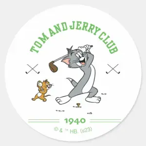 Tom Jerry Golfing Club 1940 Classic Round Sticker