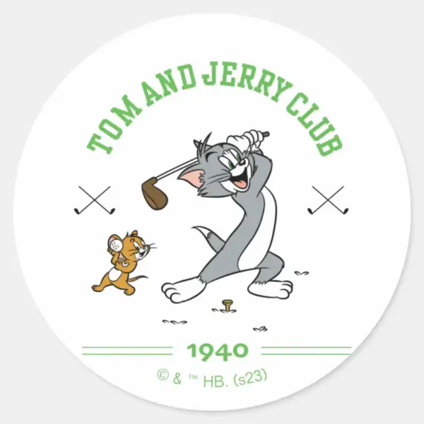 Tom_&_Jerry_Golfing_Club_1940_Classic_Round_Sticker_1 Tom Jerry Golfing Club 1940 Classic Round Sticker