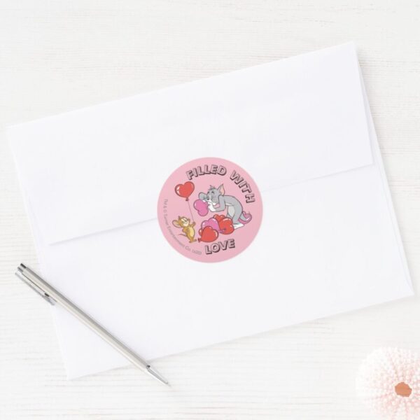 Tom_&_Jerry_Inflate_Valentine_Heart_Balloons_Classic_Round_Sticker_3 Tom Jerry Inflate Valentine Heart Balloons Classic Round Sticker